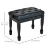 25" Adjustable Height Piano Bench with Padded Cushion, Keyboard Seat with Solid Wood Legs, Black
