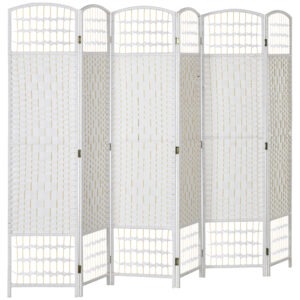 4jS69918bade01e94.jpg 6 Panel Folding Room Divider, Portable Privacy Screen, Wave Fiber Room Partition for Home Office, White