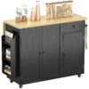 51Q22919b9d6189c2.jpg Kitchen Island Cart, Rolling Kitchen Island Table with Drop Leaf, Drawer, Spice and Towel Rack, Black