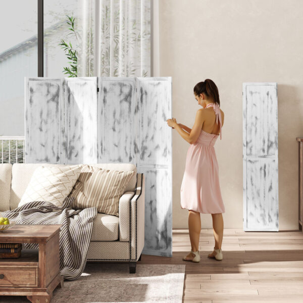 Screen Divider Room Divider Screen with Foldable Design for Indoor Bedroom Office 5.5' Rustic White