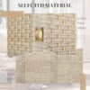 6 Ft Tall Folding Room Divider, 6 Panel Portable Privacy Screen, Hand-Woven Partition Wall Divider, Light Oak