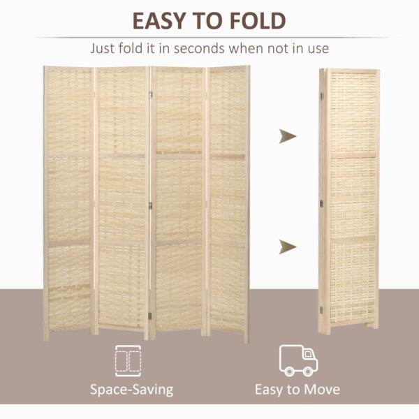 5Tcdce19c52289224.jpg 4-Panel Room Divider, 5.6 FT Bamboo Freestanding Folding Privacy Screen for Indoor Bedroom Office, Natural Wood