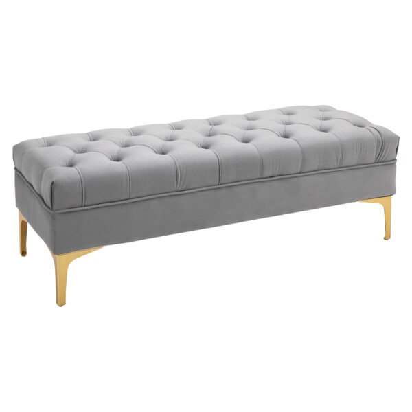 End of Bed Bench, Upholstered Bench, Entryway Shoe Bench with Button Tufted for Living Room, Bedroom, Grey
