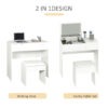 Modern Vanity Set with Flip Top Mirror and Cushioned Stool, Dressing Table with Storage Drawer for Bedroom, White