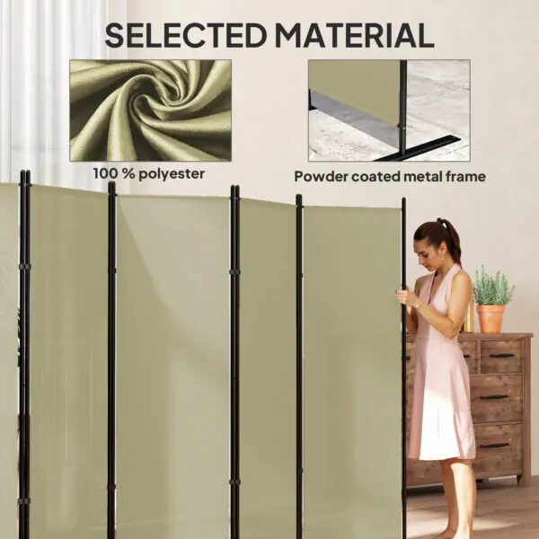 6 Panel Room Divider, 6 Ft Folding Privacy Screen, Portable Freestanding Partition Wall Divider, Beige