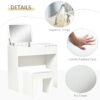 Modern Vanity Set with Flip Top Mirror and Cushioned Stool, Dressing Table with Storage Drawer for Bedroom, White