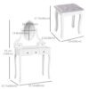 Wooden Vanity Table Set, Makeup Dressing Table with 360° Rotating, 5 Drawers and Padded Stool, White