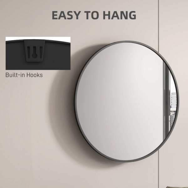 36" Round Mirror, Bathroom Wall Mirror with Metal Frame, Decorative Vanity Mirror for Living Room, Bedroom, Black