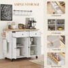 66Fb9319495c2eedf.jpg Kitchen Island with Storage, Rolling Trolley Cart with Rubber Wood Top, Spice Rack, Towel Rack, Cream White