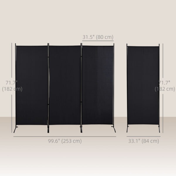 6' 3 Panel Room Divider, Double Hinged Folding Wall Divider, Indoor Privacy Screen for Home Office, Black