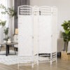 4 Panel Folding Room Divider, Portable Privacy Screen, Wave Fiber Room Partition for Home Office, White