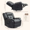 8-Point Vibration Massage Recliner Chair, PU Leather Manual Reclining Sofa, Swivel Nursery Rocking Chair with Remote Control, Side Pockets, for Living Room, Black