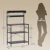 6og86e19bb75b93ef.jpg Kitchen Baker's Rack with Power Outlet, Coffee Bar Station with Adjustable Shelves and Hooks, Rustic Brown