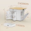 Kitchen Island Cart, Portable Kitchen Island Table with Charging Station, Rubber Wood Drop Leaf, Trash Storage, White