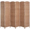 6ft Folding Room Divider, 6 Panel Wall Partition with Wooden Frame for Bedroom, Home Office, Natural