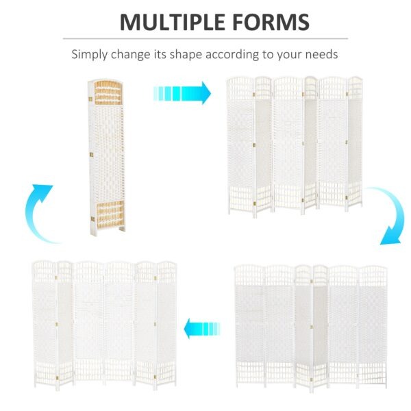 6 Panel Room Divider, 5.6 ft Tall Folding Privacy Screen, Wave Fiber Freestanding Partition Wall Divider for Home Office, White