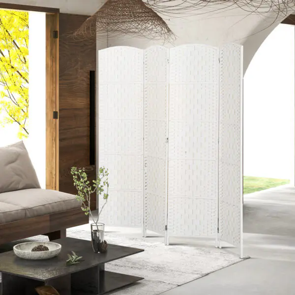 7kN52819c4c968059.jpg 6ft Folding Room Divider, 4 Panel Wall Partition with Wooden Frame for Bedroom, Home Office, Natural