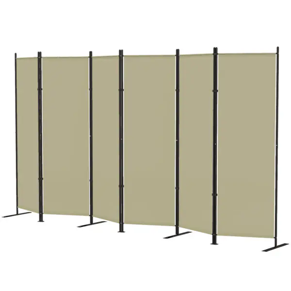 6 Panel Room Divider, 6 Ft Folding Privacy Screen, Portable Freestanding Partition Wall Divider, Beige