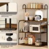Baker's Rack with Charing Station, Microwave Shelf with Power Outlet, USB Charger and 4 Hooks, Rustic Brown