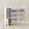 Qaba Kids Bookshelf and Toy Storage Organizer, Children Bookcase with 8 Removable Bins, Cabinet for Playroom, Kids Room, Nursery, White