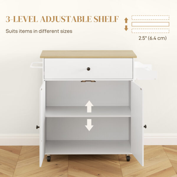 87N22219bf8e71359.jpg Rolling Kitchen Island with Drop Leaf, Kitchen Storage Cart with Drawer, Spice Rack and Towel Rack, White