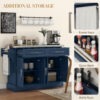 Rolling Kitchen Island with Stainless Steel Top, Kitchen Trolley with 2 Drawers, Cabinets, Towel/Spice/Knife Rack, Blue