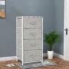 Linen Drawer Cabinet Organizer Storage Dresser Tower with 4 Removable Drawer Metal Frame Adjustable Feet for Living Room, Kitchen, Bathroom, White