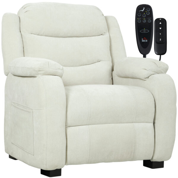Massage Recliner Chair, Power Recliner with Quiet Brushless Motor, Remote, Pockets, 2 Memory Positions, Beige