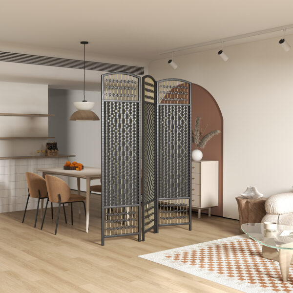 8fxee01949440bdab.jpg 3 Panel Folding Room Divider, Portable Privacy Screen, Wave Fiber Room Partition for Home Office, Black