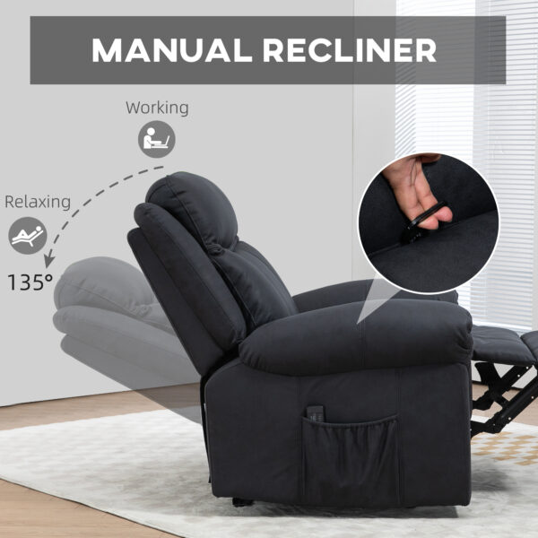 Manual Recliner Chair with Vibration Massage, Side Pockets, Microfibre Reclining Chair Nursing Chair for Living Room, Black