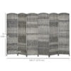 6 Ft Tall Folding Room Divider, 6 Panel Portable Privacy Screen, Hand-Woven Partition Wall Divider, Mixed Grey