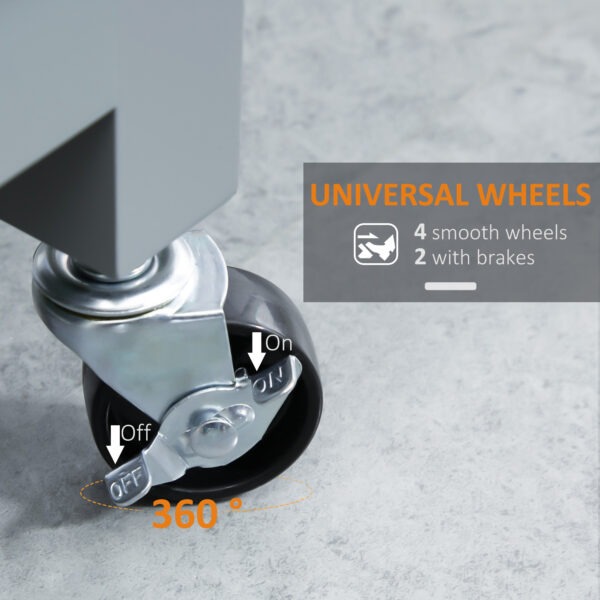 96jb101887c0d2a58.jpg Rolling Kitchen Cart with Wood Top and Drawer, Kitchen Island on Wheels for Dining Room, Grey