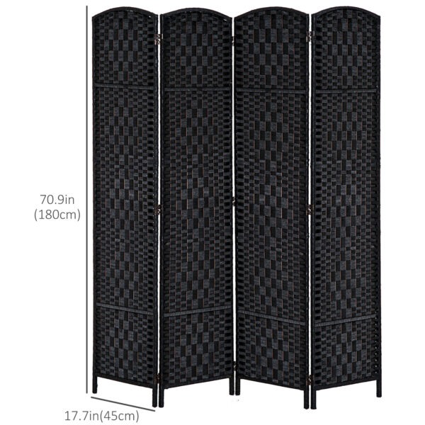 9dYd6d18a3b03f839.jpg 6ft Folding Room Divider, 4 Panel Wall Partition with Wooden Frame for Bedroom, Home Office, Black