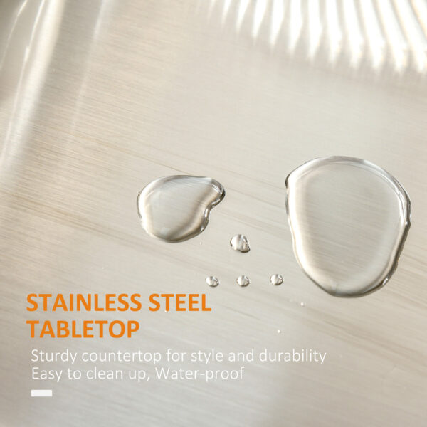 Kitchen Island with Stainless Steel Top, Rolling Kitchen Cart on Wheels with Storage Drawer, Cabinet, Towel Rack and Spice Rack (Black)