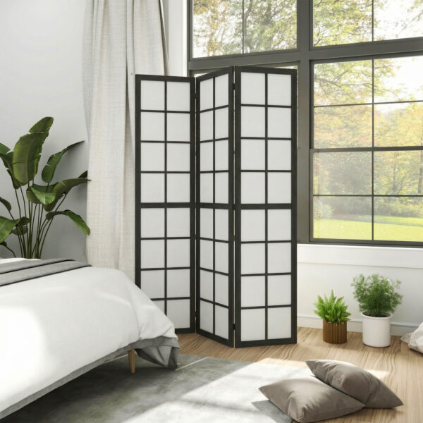 3 Panel Room Divider, 5.6 ft Folding Wall Divider Room Partition for Home Office, Bedroom, Black