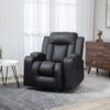 A297a31949579f07f.jpg Swivel Massage Recliner Chair Rocker, Overstuffed Manual Reclining Sofa, PU Leather Rocking Chair with Side Pockets, Cup Holders, for Living Room, Nursery, Black