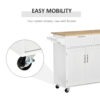 48" Rolling Kitchen Island, Kitchen Cart on Wheels with 2 Storage Drawers, 3 Door Cabinets and Towel Rack for Dining Room (White, 3-Doors)