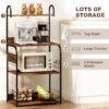 Baker's Rack with Charing Station, Microwave Shelf with Power Outlet, USB Charger and 4 Hooks, Rustic Brown