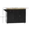 Rolling Kitchen Island with Storage, Utility Kitchen Island Cart with Drawer, Cabinets, Towel Rack and Rubber Wood Top