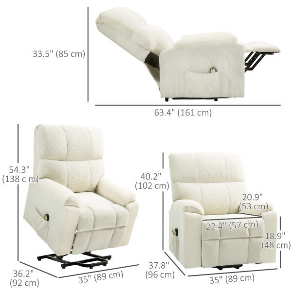 APs66c19492f86bf5.jpg Lift Chair for Seniors, Microfibre Upholstered Power Recliner Chair with Remote, Quick Assembly, Cream White