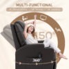 Massage Recliner Chair, Swivel Nursery Rocker Chair, Manual Reclining Sofa with 8 Vibration Points, PU Leather, Cup Holders, Side Pockets, for Living Room, Brown