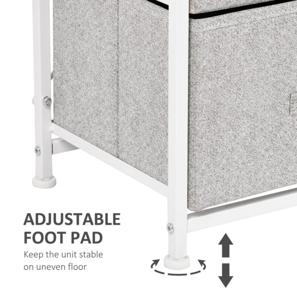Linen Drawer Cabinet Organizer Storage Dresser Tower with 4 Removable Drawer Metal Frame Adjustable Feet for Living Room, Kitchen, Bathroom, White