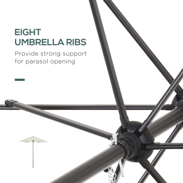6.6FT Patio Umbrella, Outdoor Parasol with 6 Solid Ribs, Cream White