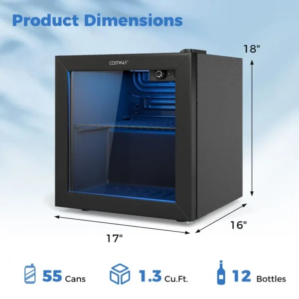 Beverage_Refrigerato_1769582043313602_603712 Beverage Refrigerator Cooler 1.3 Cu. Ft. 12 Bottles 55 Cans Mini Fridge-Black