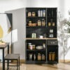 C6Nf43196f23a7359.jpg 71" Kitchen Buffet with Hutch, Freestanding Kitchen Cabinet with Doors, Drawers, Microwave Counter, Black