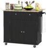 Kitchen Island with Power Outlet and Drop Leaf, Rolling Kitchen Cart with 2 Drawers and Adjustable Shelves, Black