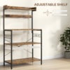 CrRe39194968b79b7.jpg Kitchen Baker's Rack with Power Outlet, Coffee Bar Station with Adjustable Shelves and Hooks, Rustic Brown