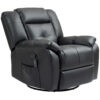 8-Point Vibration Massage Recliner Chair, PU Leather Manual Reclining Sofa, Swivel Nursery Rocking Chair with Remote Control, Side Pockets, for Living Room, Black