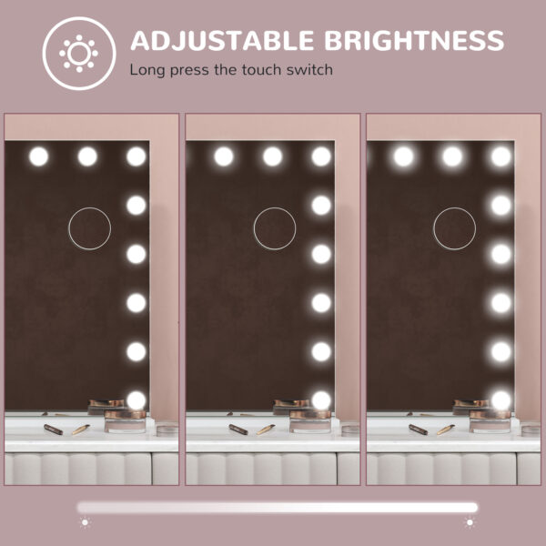 Hollywood Vanity Mirror with Lights, 31.5" x 24.4" Lighted Makeup Mirror with 3 Colour, 10X Magnifying, USB Port, White