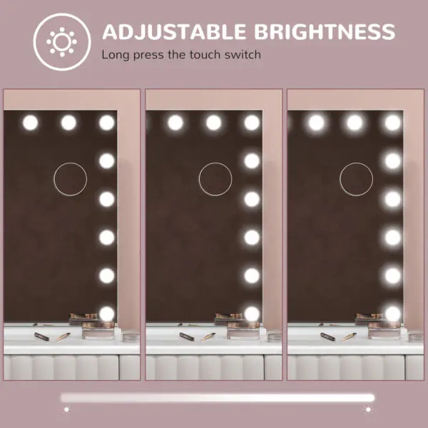 Cvl7ee19b7c718791.jpg Hollywood Vanity Mirror with Lights, 31.5" x 24.4" Lighted Makeup Mirror with 3 Colour, 10X Magnifying, USB Port, White